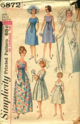 5872 64 BRIDES/ MAID EVE EMPIRE DRESS SLVS OR NOT PATTERN  14 34